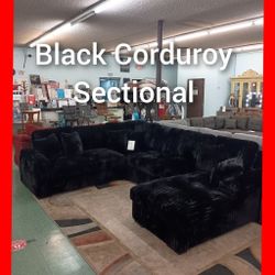 😁 Beautiful Black Sectional With Pullout Bed 