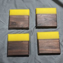 Black Walnut And Epoxy Coaster Set