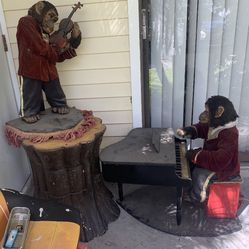 Antique handmade monkeys with violin and piano that works