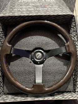 NRG Innovations NRG-RST-036BK-BKW Reinforced Steering Wheel Classic Dark Wood Grain Wheel (3" Deep), 350mm, 3 Solid Spoke Center in Black
