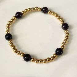 Handmade Stretchy Beaded Garnet Bracelet