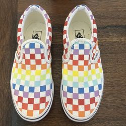 VANS Classic Slip on checkerboard Rainbow Kids Size: US 2