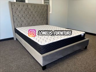 King grey euro platform bed with ortho mattress included