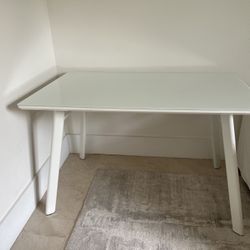White glass top table