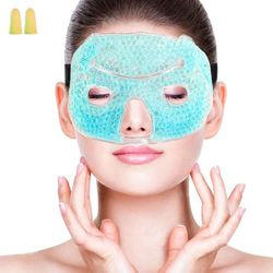 New Cold Ice Gel Bead Face & Eye Mask — Puffy Eyes Migraine Sinus Relief — Reusable