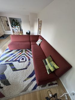 Klaussner Mid-Century Modern Modular Sectional Sofa, Rust Red