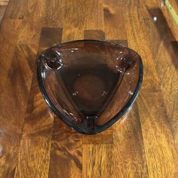 Hazel Atlas Moroccan Amethyst Glass 7 inch Triangle Ashtray Vintage