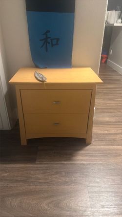 Yellow Wood 2-Drawer Nightstand