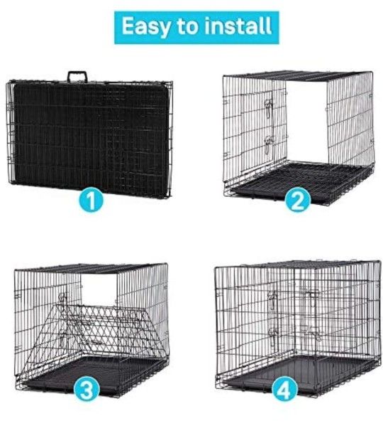 Brand New In Box! 48"xxxl Dog Crate , 2 Doors Folding Dog Cage With Bottom Plastic Tray, Easy Pop Up Assembly, Option Of Puppy Training Divider Jaula