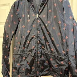 Gucci Wasp Print  Men’s  Nylon Windbreaker  Jacket Navy Blue SzIT 50 fits M 