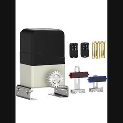 Blütezeit Automatic Sliding Gate Opener 900lbs with 2 Remote Controls, Rack Driven Electric Slide Gate Motor for Driveway Fence Rolling Gates with Com