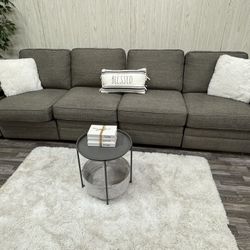 Large Gray Reclining Sectional w/ USB Ports - Delivery Available 