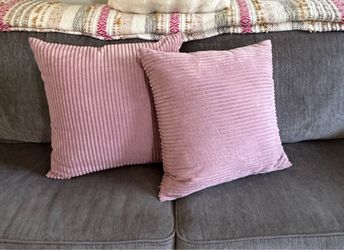 20”x20” Pink Throw Pillows - 2 PCS. Reversible/Hidden Zipper on Cover. + 2 Gray Pillows. 4 Pcs FOR $20.00. See Below Description :