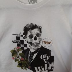 Vans T Shirt Size L White Short Sleeves Skull Graphic