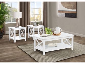 Skyview White 3-piece Rectangular Lift Top Coffee Table Set