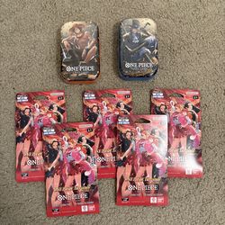 One Piece OP-13 Mini Tins + EB-03 Booster Sleeves (5 total) mini lot