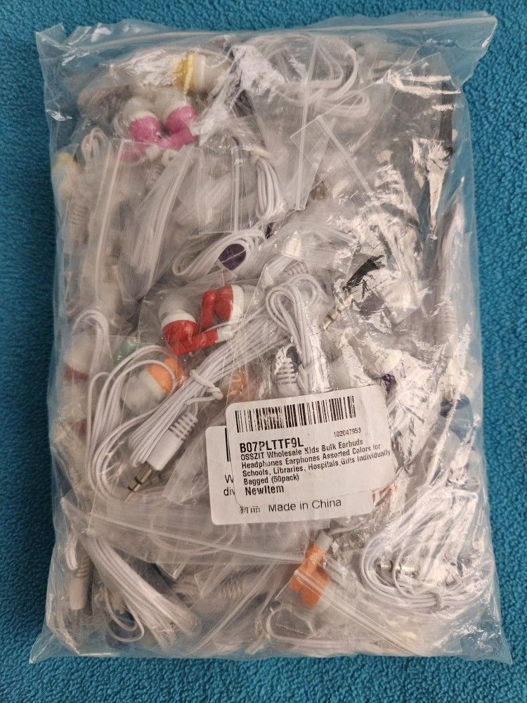 Kids Bulk Earbuds Headphones 50 Pack