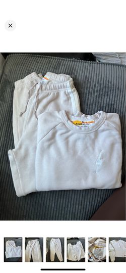 Aviator Nation FULL SET!! Light Tan Cropped Sweatshirt & Jogger Set with Stripes