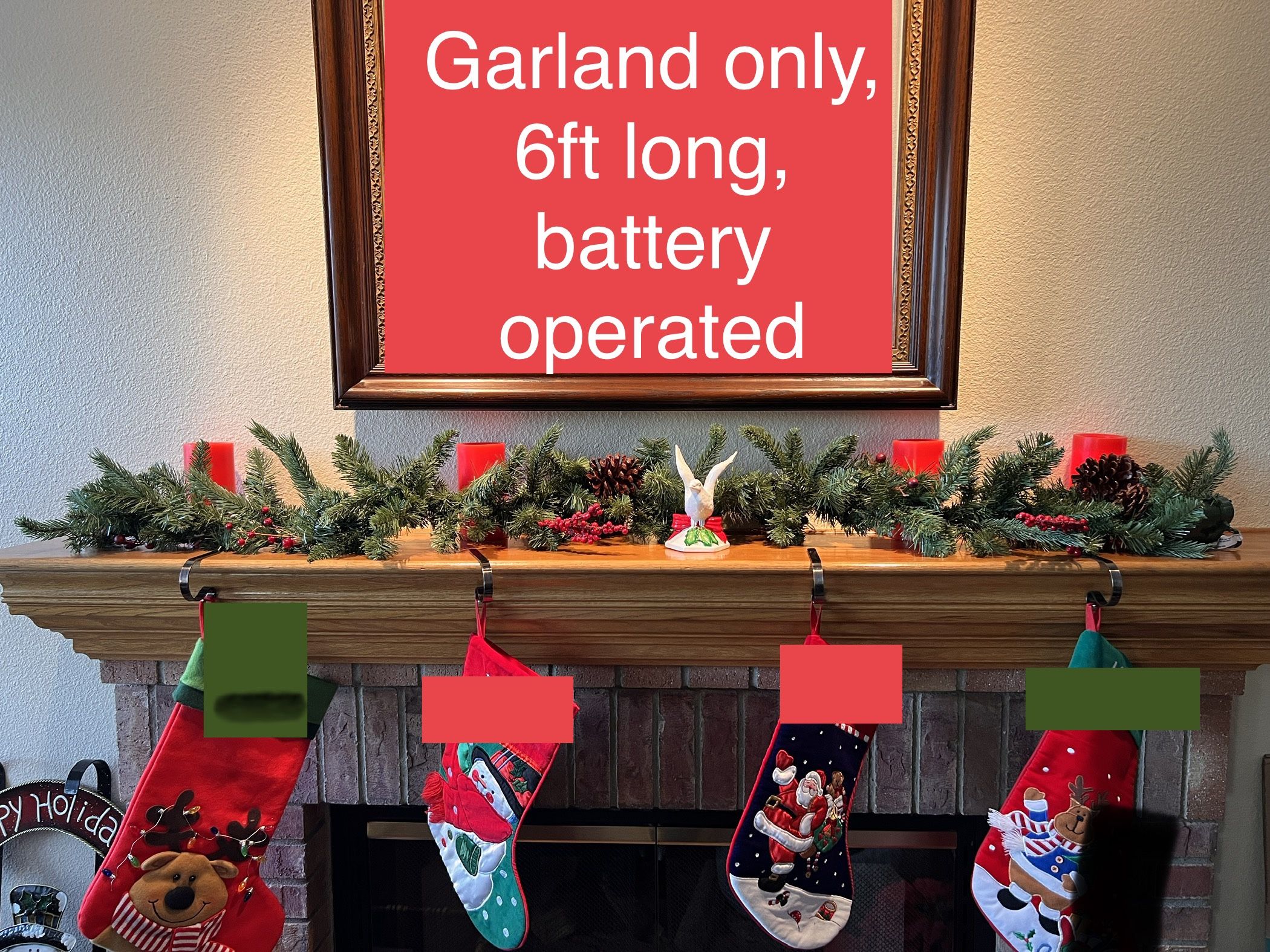 6ft Garland, Prelit, LED, Battery Operated, Brand New In Box, Home Depot Home Accents Holiday