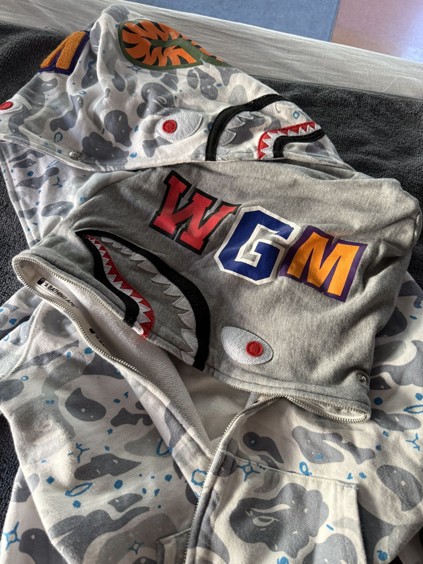 Bape Double Hoodie Space Camo Shark M