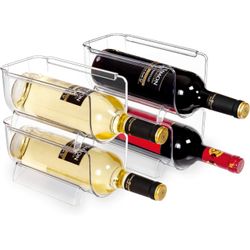 Refrigerator Wine and Water Bottle Holder, 4Pack Stackable Plastic Wine Rack ...