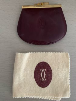 CARTIER Authentic Must de Cartier Bordeaux Leather 2-Way Coin Purse