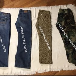 Men’s Pants/ Seven7 $15/aeropotale $15/levis $15/ camo Propper $15