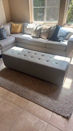 Leather Ottoman – gray