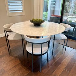 Williams Sonoma 56” Round Carrara Marble Dining Table