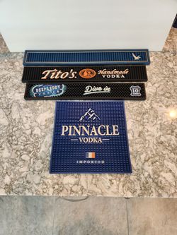 4 Bar Mats, Deep Eddy, Tito's, Grey Goose Vodka, Pinnacle Vodka