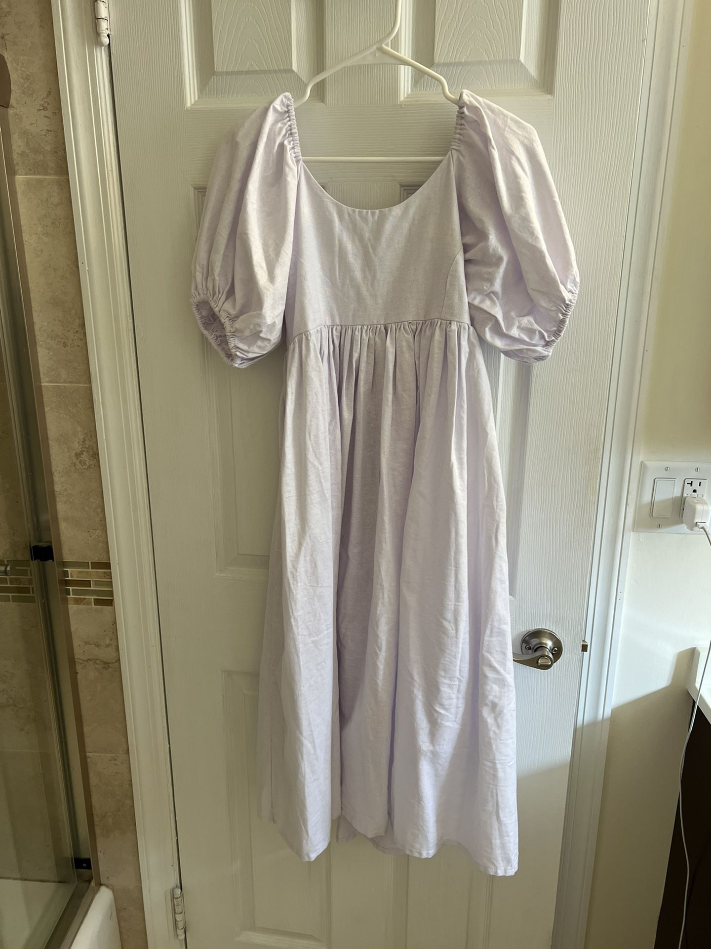 White Puff Sleeve Babydoll Dress 