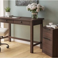 *Brand New* Modern Home Office Writing Desk with Drawers (Warm Brown)