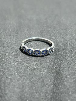Sterling Silver Ring - Multiple Blue CZ