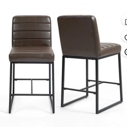 0112: BLACK Rivet Decatur Modern Faux Leather Bar Stool
