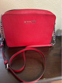 Michael Kors Leather Jet Set East West Large Crossbody - Scarlet / Red
