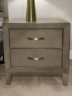 Modern Grey 2-Drawer Nightstand - set of 2