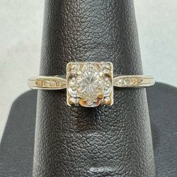 14k solid white gold 0.55CTW Diamond Engagement ring size 9