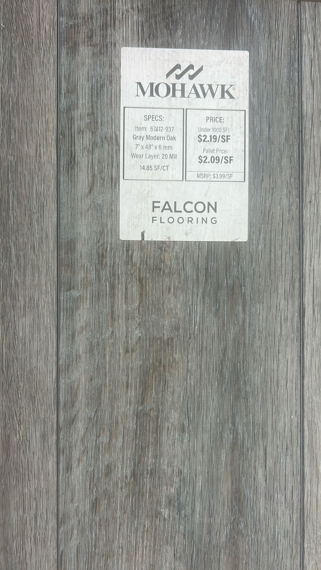 $2.19/SF 100% Waterproof Luxury Vinyl Plank Flooring ( Gray Modern Oak)