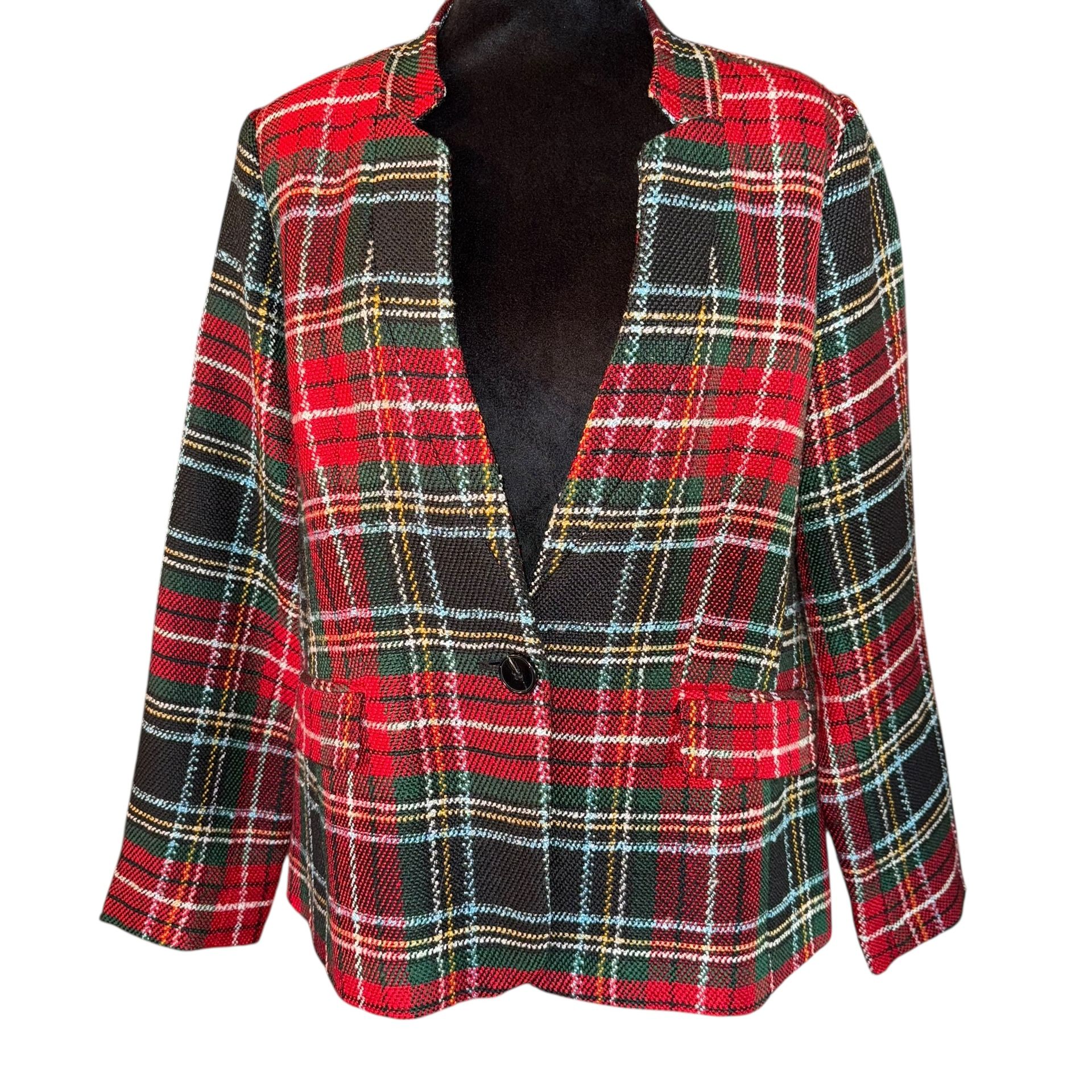 Appleseed's Petite Tartan Blazer Women’s Size 14P Multi Colors Lined Dressy    Excellent pre owned condition Size 14P Chest 21” across Shoulders 15” a