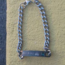 "Her King" I.D. Silver Tone Bracelet