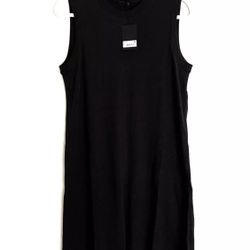 NWT $195 ATM Anthony Thomas Melillo Black Jersey Sleeveless Mini Dress Pockets S