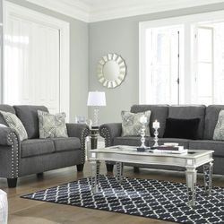 Agleno Charcoal Living Room Set (SOFA and LOVESEAT