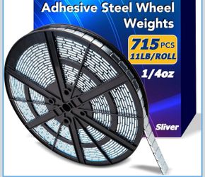 Adhesive Stick on Roll Wheel Weights, 1/4oz, 5kgs/11lb/Roll, 715pcs, Silver, Galvanized Tire Weights for Cars, Trucks, SUVs, Motorcycles, Low Profile 