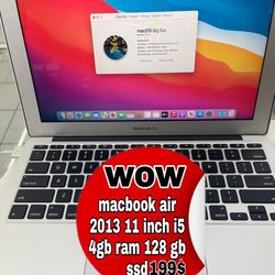 Macbook air 11 inch 2013 i5/4gb ram 128 gb ssd with apple original charger 