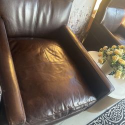 Brown Leather Sofa Chair Set