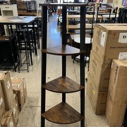 VASAGLE 4-Tier Corner Shelf Stand Bookshelf Industrial Ladder Shelf - Brown  
