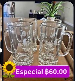 Cerveceros set De 4 Especial $60.00 Prepara Micheladas Aguas Minerales Jugos Refrescos Cristal Heritage Princess House Ventas finales