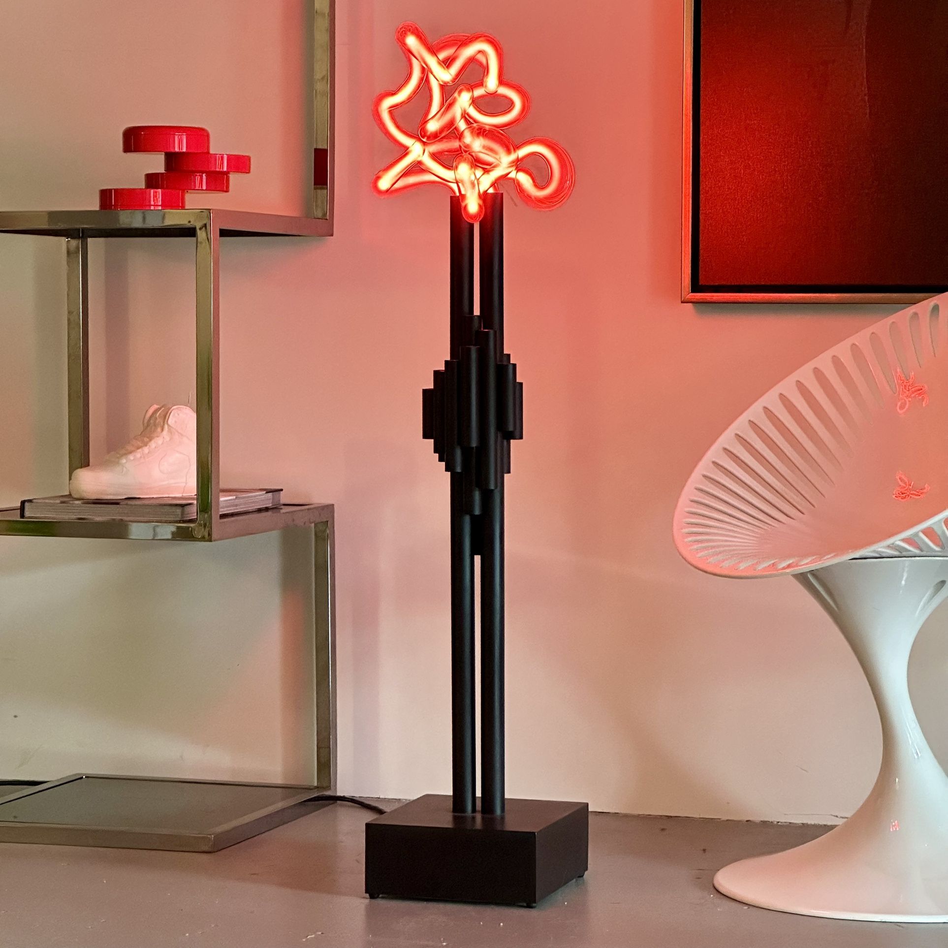 Postmodern Rudi Stern Sculpture & Neon Lamp