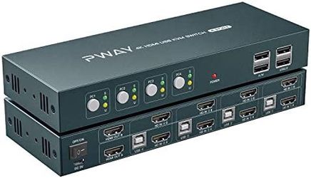 KVM Switch - 4 In / 1 Out, Dual Monitor