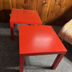 Two Red Side Tables 